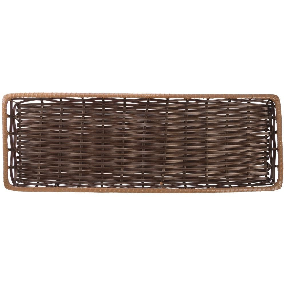 Two -Tone Beige Storage Basket- 9"L x 26"W x 1"H by HUBERT – Plastic, Brown, Model K428S-FT DB