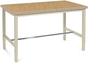 Global Industrial 72" W x 30" D Adjustable Height Workbench, 1-1/2" Thick Shop Top Square Edge, Tan