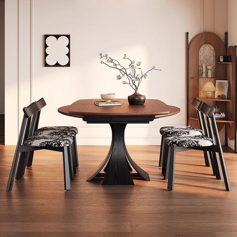Mesa De Jantar Wooden Dining Table Walnut Round Retro Home Small Diner Table by JOYNOW – One Size, 150x90x76cm, Model 8524