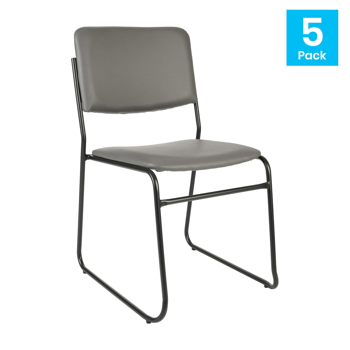 Flash Furniture Gray Vinyl/Black Frame / Set of 5 / Contemporary Home Office Desk Chairs