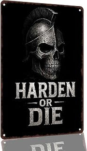 Spartan Skull Harden or Die Aluminum Decorative Sign, 8 x 12 Inch