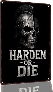 Spartan Skull Harden or Die Aluminum Decorative Sign, 8 x 12 Inch