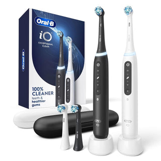 iO Series 5 Rechargeable Toothbrush Dual Pack by Oral-B – 1 Count (Pack of 2), Black and White, Pack of 2, Model 990012673