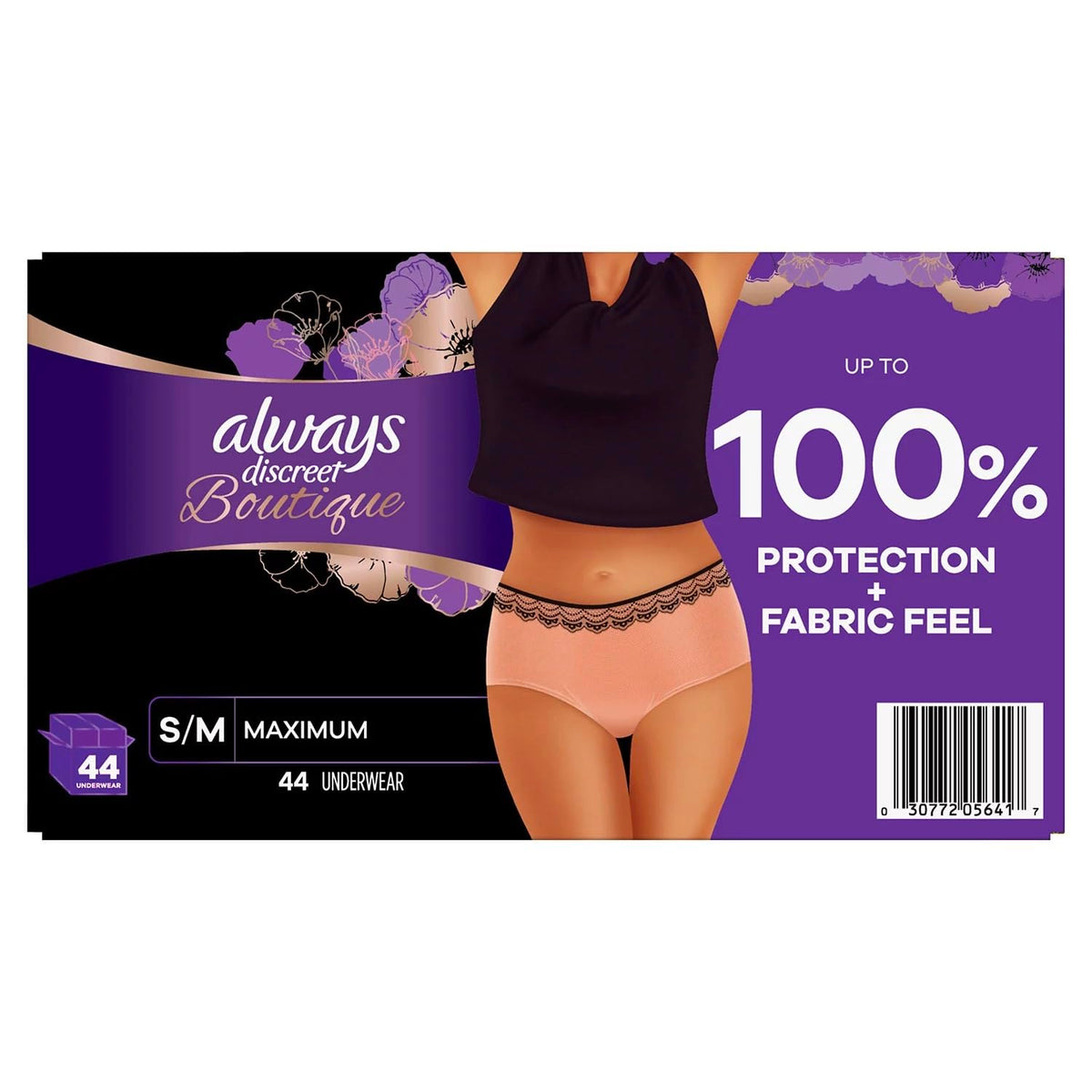 Discreet Boutique Incontinence Underwear by Always – Rosy, Pack of 44, Model 990008512