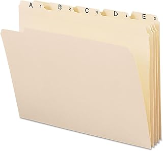 SMEAD Indexed 5 Tab File Folders, Manila Letter Size Set, Alphabet A-Z