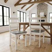 Solid Wood Ladderback Dining Chairs Set of by Furnifact – Wood, White and Heather Gray, Pack of 2