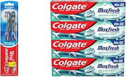 Colgate 360 Floss Tip Battery Powered Toothbrush, Sonic Toothbrush with Soft Bristles & Max Fresh Whitening Toothpaste with Mini Strips, Clean Mint Toothpaste for Bad Breath