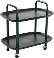 Main + Mesa Modern Plastic and Metal 2-Tier Trolley, Black and Dark Green