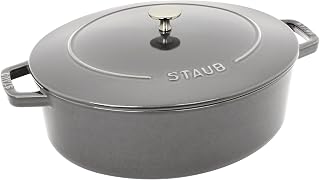 STAUB Cast Iron 6.25-qt Shallow Oval Dutch Oven - Graphite