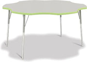 Jonti-Craft Berries 6458JCA130 Six Leaf Activity Table - 60", A-Height - Freckled Gray/Key Lime/Gray