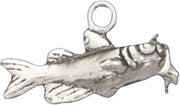 Sterling Silver Womens 1mm Box Chain 3D Pond River Channel Catfish Pendant Necklace