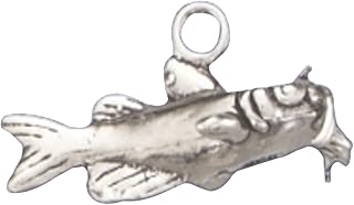 Sterling Silver Womens 1mm Box Chain 3D Pond River Channel Catfish Pendant Necklace