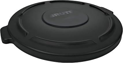 Rubbermaid Commercial Products BRUTE Heavy-Duty Round Trash/Garbage Lid, 20-Gallon, Black, Outdoor Waste Container for Home/Garage/Mall/Office/Stadium/Bathroom