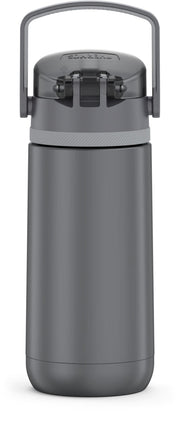 FUNTAINER 14 Ounce Stainless Steel Vacuum Insulated Kids Straw Bottle with Flip-up Straw by THERMOS – 12 Ounces, Stainless Steel, Gray, Model TS4350GY6