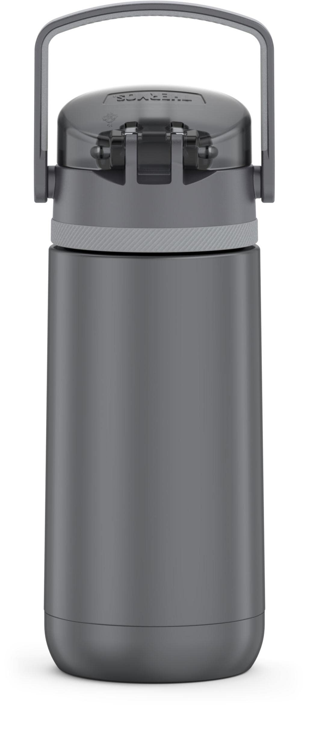 FUNTAINER 14 Ounce Stainless Steel Vacuum Insulated Kids Straw Bottle with Flip-up Straw by THERMOS – 12 Ounces, Stainless Steel, Gray, Model TS4350GY6