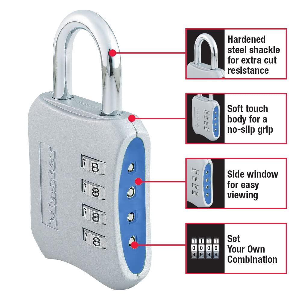 Resettable Combination Locker Lock by Master Lock – 2 Pack, Metal, Blue, Pack of 2, Model 653BLUEC2