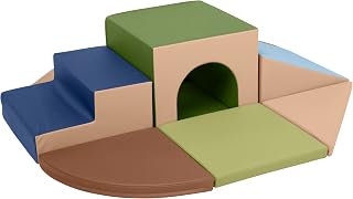 ECR4Kids SoftZone Lincoln Tunnel Climber, Toddler Playset, Earthtone, 9-Piece