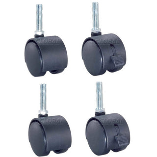 2" Poly Stem Caster Set by Global Industrial – Polyurethane (PU), Black, Model 798805