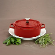 GET 0.38 Quart / Oval / Red / White Dutch Ovens