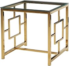 Gold Stainless Steel Living Room Glass END Table
