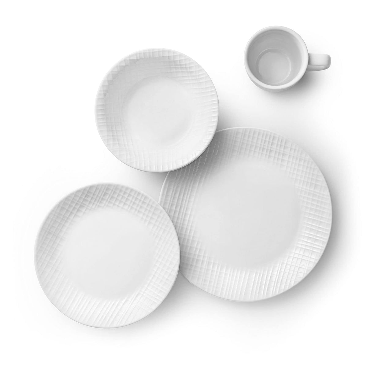 Linen Weave Embossed 16-Piece Dinnerware Set by Corelle – ‎28.5 x 14 x 27 cm; 362.87 Grams, Glass, White, Model 3012