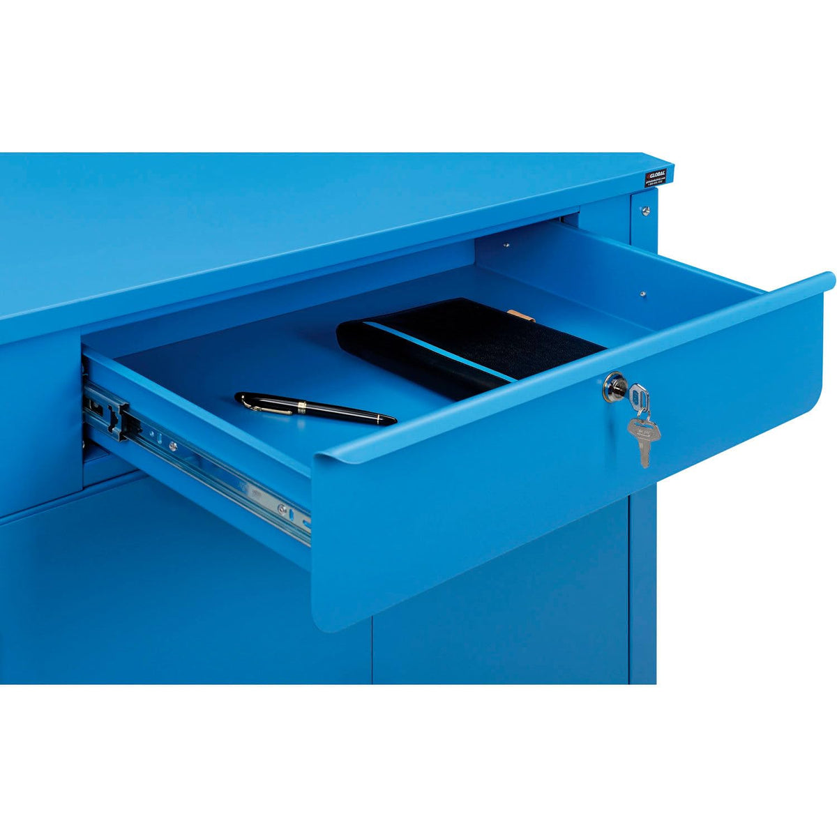 Mobile Cabinet Shop Desk by Global Industrial – Steel, Blue, Model 300912CBL