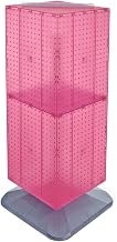 Azar Displays 701435-PNK Four-Sided PEGBOARD Tower Floor Display ON REVOLVING Base. Panel Size: 14" W X 40" H