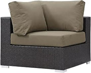 Brown Outdoor Patio Corner Sofa with Cushions, Weather-Resistant Material, Armrest and Backrest Comfort, Modern Outdoor Furniture