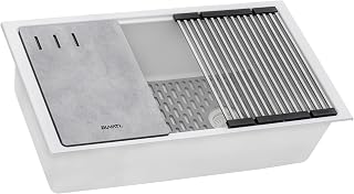 Ruvati 33-in White Granite Workstation Undermount Kitchen Sink - RVG2302WH