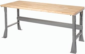 Global Industrial Fixed Height Workbench Flared Leg, 72" W x 36" D x 34" H, 1-3/4" Maple Top Safety Edge, Gray
