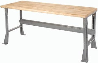 Global Industrial Fixed Height Workbench Flared Leg, 72" W x 36" D x 34" H, 1-3/4" Maple Top Safety Edge, Gray