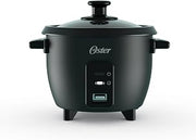 Oster Rice Cooker, 6 Cup Cooked (3 Cup Uncooked), Electric Rice Maker, Compact Size for Family Meals & Sides, Automatic Keep Warm, Nonstick Inner Pot, Black