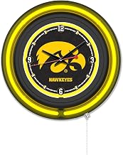 Holland Bar Stool Clk15BKIowaUn NCAA 15 in. Dia. University of Lowa Double Neon Wall Clock Black