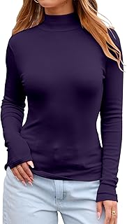 Womens Fall Long Sleeve Mock Turtle Necks Slim Fitted Tops