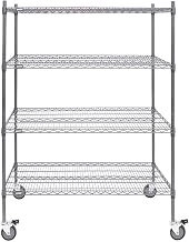 HUBERT Mobile Flint Metal 4-Shelf Unit - 48" L x 24" W x 69" H