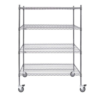 Mobile Flint Metal 4-Shelf Unit - 48" L x 24" W x 69" H by HUBERT – Steel, Flint, Model 61644+71360