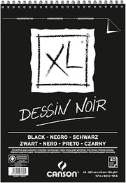 Canson Pack of 5 Notepads 40 Sketch Sheets XL Black Spiral Small Side A3 150 g Black
