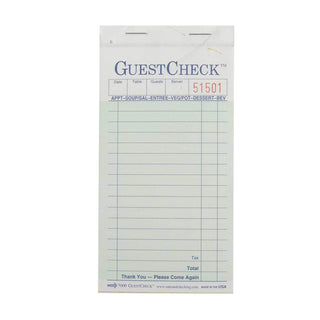 National Checking Company Carbonless Guest Check Paper - 2 Part Green by NCCO – Pack of 2500, Model A7000
