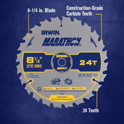 IRWIN 8-1/4" 24T / Marathon / Silver Circular Saw Blades