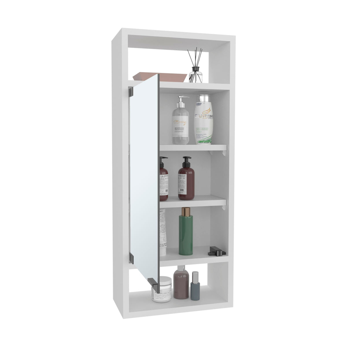 Uros Wall-Mounted Medicine Cabinet with Mirror by Tuhome – Engineered Wood, White, Model GLB11586