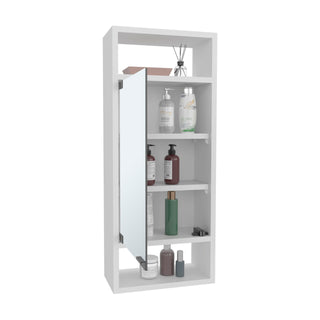 Uros Wall-Mounted Medicine Cabinet with Mirror by Tuhome – Engineered Wood, White, Model GLB11586