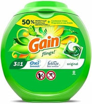 Gain Flings Detergent Pods, Original, 76 Pods/Tub, 4 Tubs/Carton