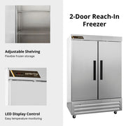 Traulsen (2) Solid Doors, Right Hinged / Silver / 1 Freezers