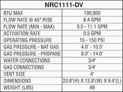 Noritz NRC111DVLP Indoor Direct Vent (Standard Vent Convertible), max. 199,900 Btuh, 11.1 GPM - Liquid Propane