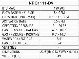 Noritz NRC111DVLP Indoor Direct Vent (Standard Vent Convertible), max. 199,900 Btuh, 11.1 GPM - Liquid Propane
