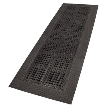 Interlocking Drainage Runner by Notrax – 10 ft x 3 ft, Black