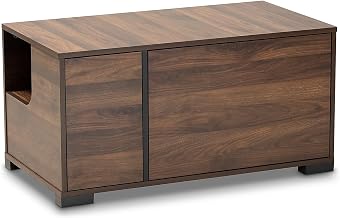 Baxton Studio Connor Walnut Brown Finished 2-Door Cat Litter Box Cover House