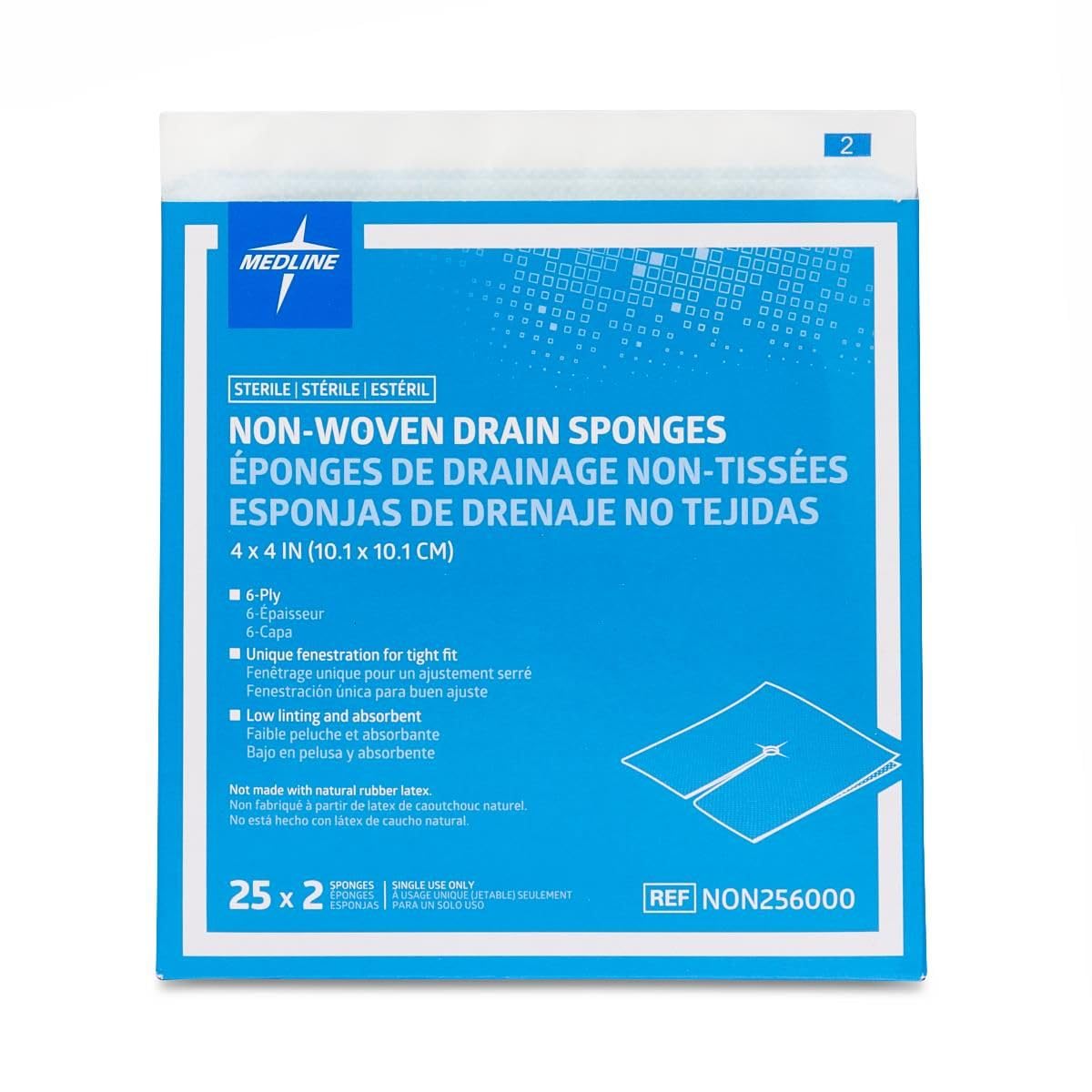 Gauze Sponge by Medline – 4" x 4" (50 Count), Rayon, White, Model NON256000H