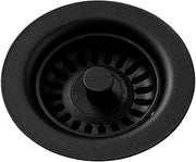 Elkay LKQS35BK Polymer Drain Fitting with Removable Basket Strainer and Rubber Stopper, Black