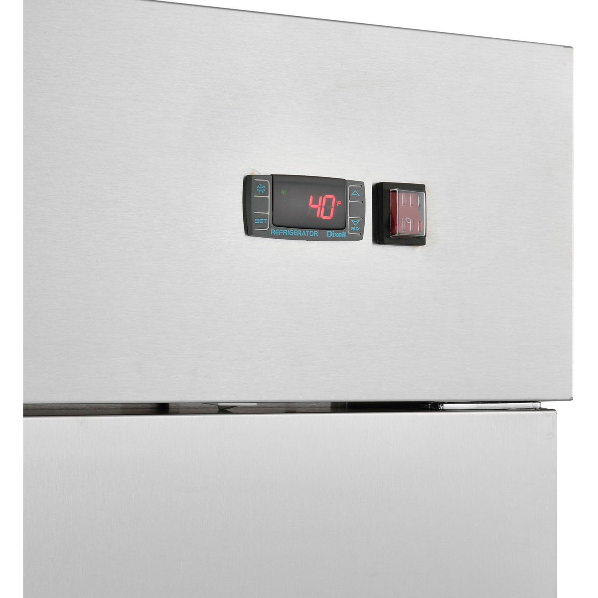 Global Industrial Reach-in Refrigerator with 2 Solid Doors by Nexel – 32.2"L x 54"W x 82.2"H, 47.0 cubic_feet, Stainless Steel, Model CFD-2RR-HC